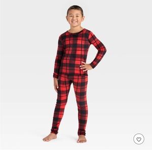 Cat & Jack Red and Black Plaid Kids Pajama Set